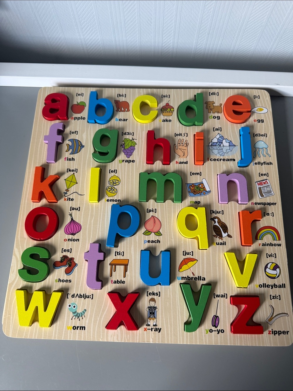 Wooden Alphabet Upper and Lower  Case Letters Puzzle with Multicolor Letters - Picture 6 of 6
